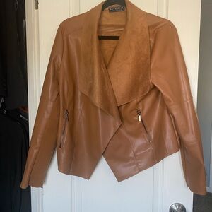 Faux leather/suede cropped jacket